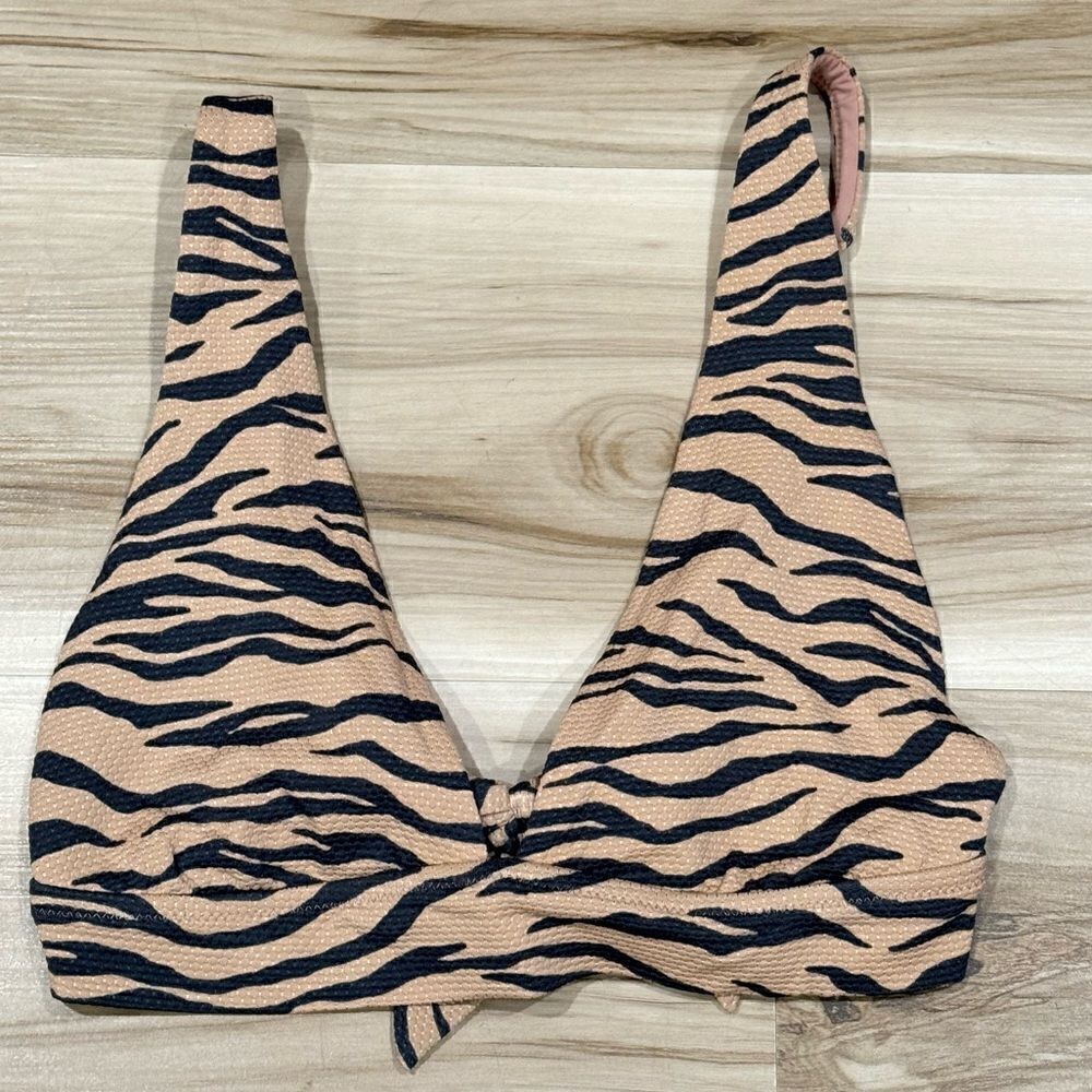Aerie Triangle Tie Zebra Tan Black Bikini Top Women’s Medium